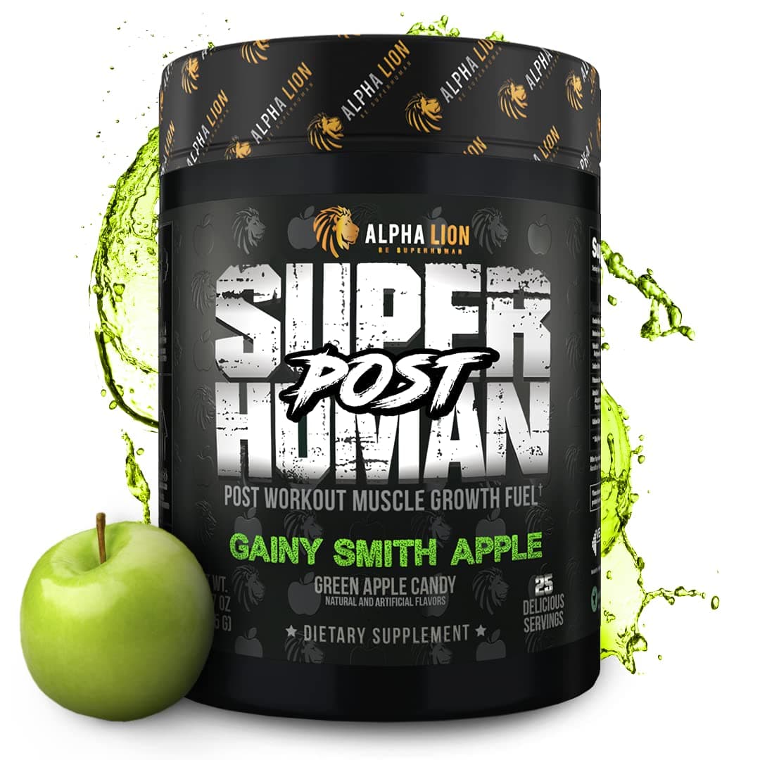 Superhuman Post, Post Workout Recovery, Fast Acting Post Workout for Men & Women (25 Servings, Gainy Smith Apple)