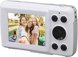 FHD 1080P Digital Camera Auto Focus, 2.4 16MP 16X Digital Zoom Portable Mini Camera, Anti-Shake Vlogging Selfie Cameras for Boys Girls Kids Teens (White)