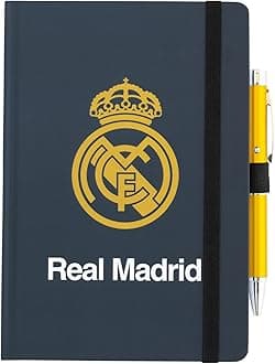 Grupo Erik A5 Notebook & Pen Set - Real Madrid Gifts | Projector Pen, Blank Journal Note Book, Plain Notebook A5 Sketchbook | Football Gifts Under 15 Pounds