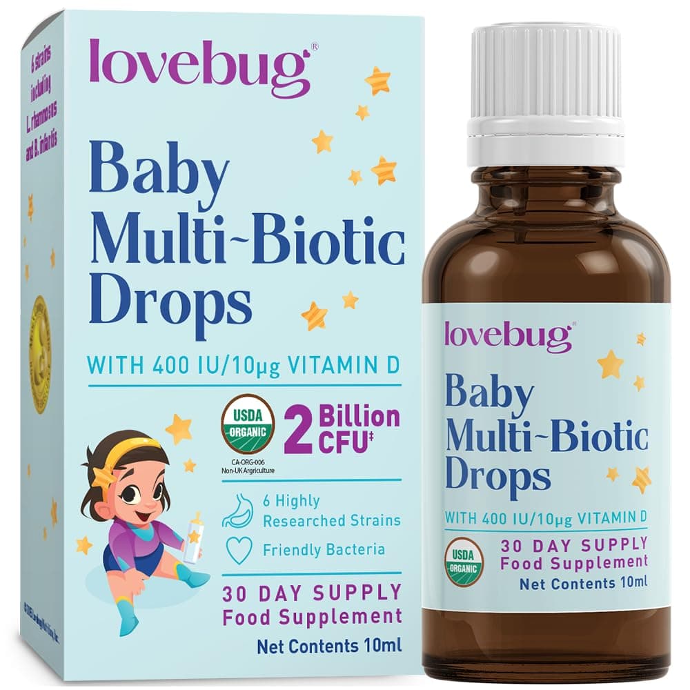 Baby Probiotic Drops – 2 Billion CFU Multi-Strain Formula with Vitamin D (400 IU) - Tasteless & Sugar-Free Liquid Drops for Newborns, Babies and Infants (0-24 Months) - 30 Day Supply