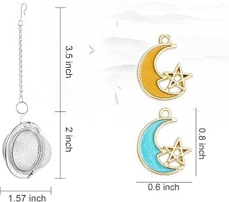 2Pcs Stainless Steel Mesh Tea Infuser, 2.1 inch Tea Ball with Moon and Star Pendant,Tea Strainer Tea Diffuser Tea Steeper for Filtering Tea,Tea Infusers for Loose Tea (Moon and Star, 2PC)