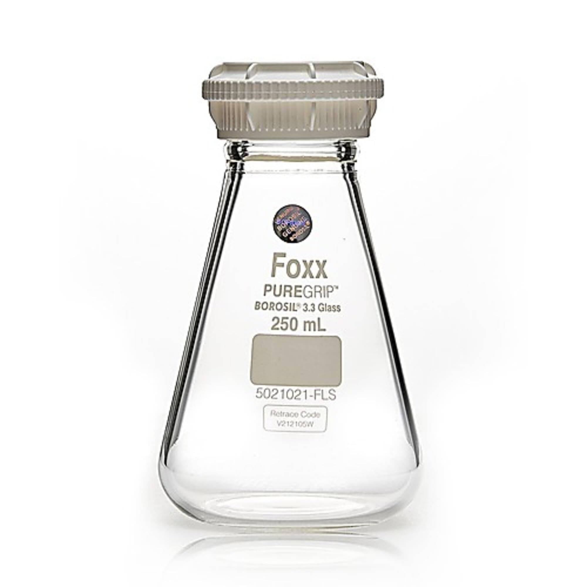 BOROSIL Erlenmeyer/ Conical Flasks with GL45 Screw Cap 500 mL, 250 fl. oz., Borosilicate GLASS