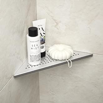 Corner Shower Shelf, 304 Stainless Steel 10" Brushed Recessed Shelf for Bathroom, Grout in Shelf for Tiled Wall
