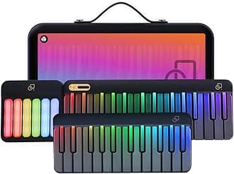 Smart Piano Keyboard,59-Key Digital Piano for Beginners,Rainbow LED Lights&Free Apps,256 Voices,100+ Auto Chords,MIDI Support,Portable Piano Keyboard,Gift for Birthdays or Holidays