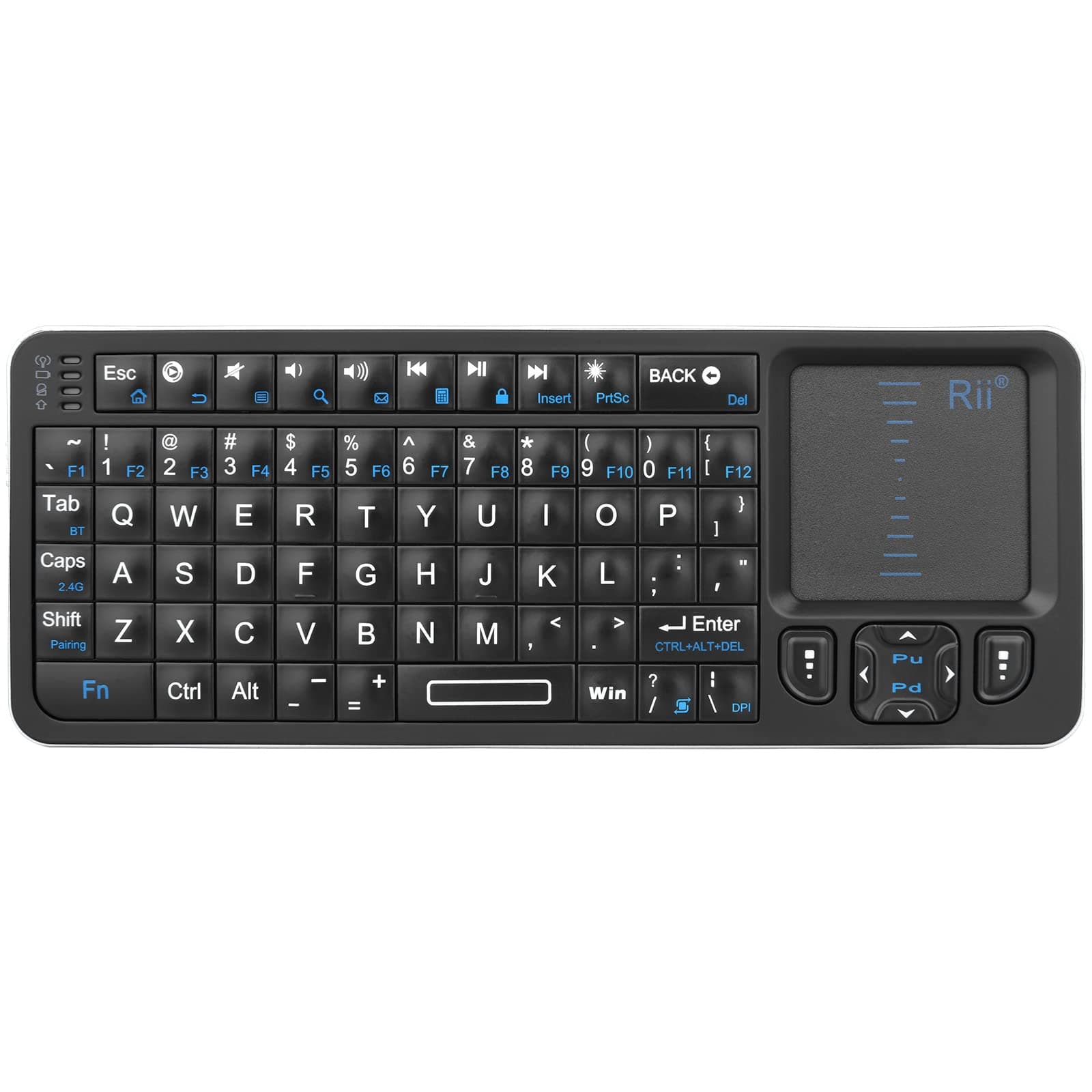 K06 Mini Bluetooth Keyboard,Backlit 2.4GHz Wireless Keyboard with IR Learning, Portable with Touchpad,Compatible with Amazon Fire Stick/VR Glasses/HTPC/IPTV (2.4G and Bluetooth)