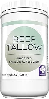 MD. Life Beef Tallow for Cooking - Food Grade Grass Fed Beef Tallow for Cooking Oil Replacement - 28 Ounce - Pasture Raised Keto Friendly Beef Tallow- Used to Make Candles & Soap