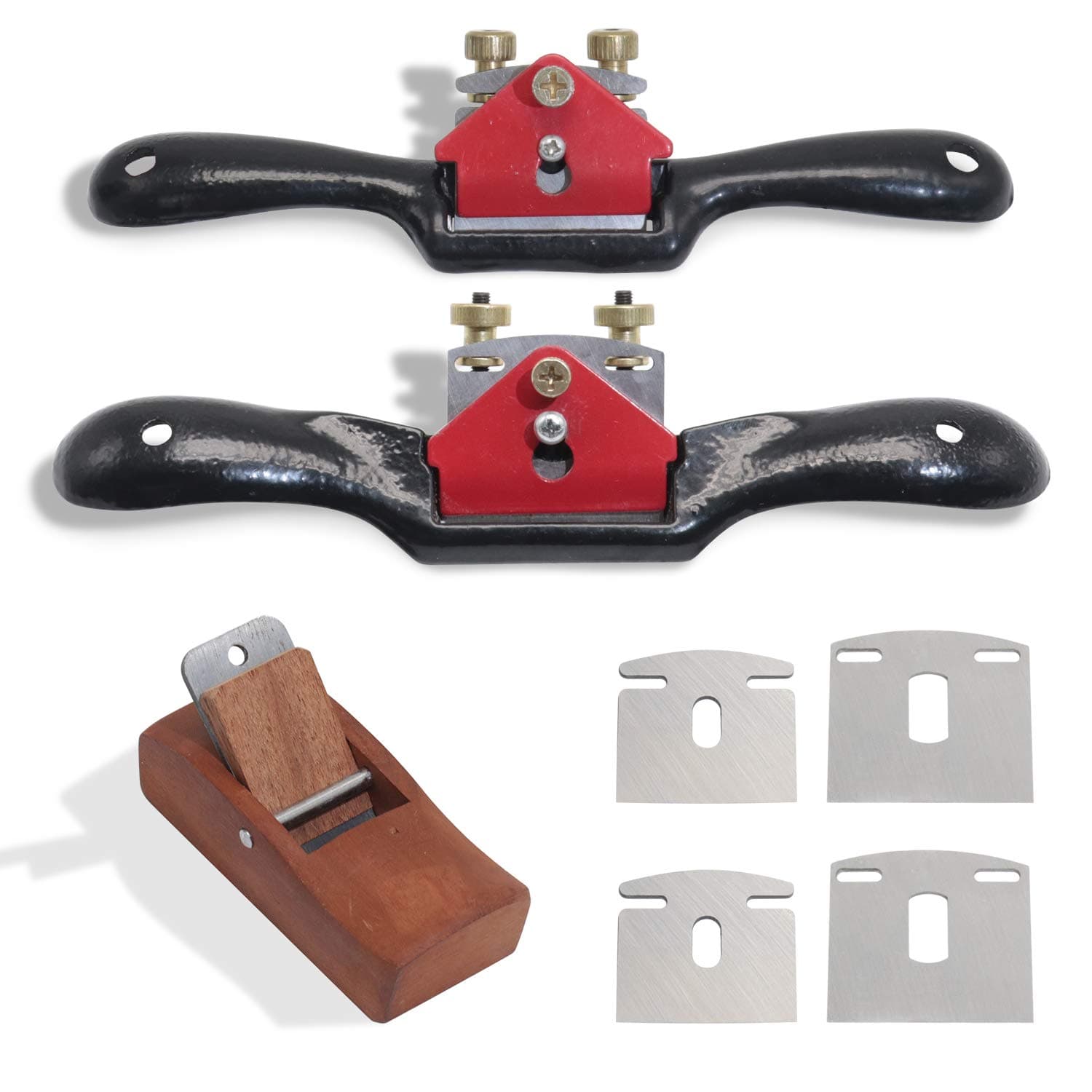 2pcs Adjustable SpokeShave with Flat Base, 6pcs Metal Blade and 1pcs Portable Woodworking Planes Wood Working Hand Tool Perfect for Wood Craft, Craver, Working