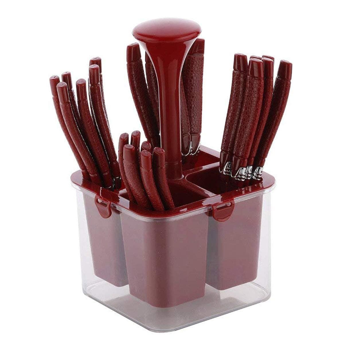 - Plantex Spoon Set for Kitchen/Cutlery Set for Dining Table/Spoon Stand for Dining Table Fancy/Spoon Holder for Kitchen Counter Top with Storage Box (24 Pieces - Brown)