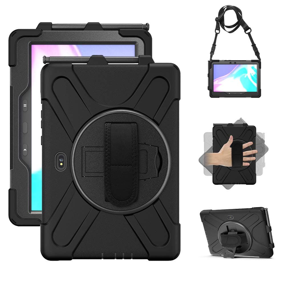 - Rantice Case for Samsung Galaxy Tab Active5 Pro 10.1” /Active4 Pro/Active Pro 10.1, Shockproof Drop Protection Case with Stand, Hand Strap & Shoulder Strap for SM-X350/X358/T540/T547/T630/T638, Black