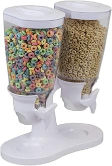 Home Basics Double Cereal Dispenser, White