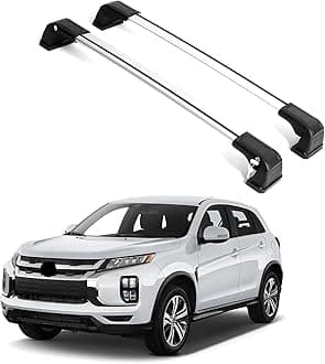 Erkul Heavy Duty Roof Rack Cross Bars for 2011-2025 Mitsubishi Outlander Sport | Aluminum Crossbars with Anti Theft Lock for Rooftop | Compatible with Fixed Points Roofs - Silver