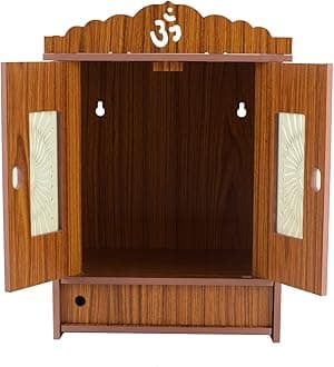 Decorative Wooden Temple with Doors | MDF Mandir for Home Pooja, Office & Gifting (454)