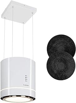 Hanging Island Cooker Hood, Extractor Fan for Kitchen Islands, 540m³/h Airflow, Timer, Adjustable Kitchen Extractor Fan with Futuristic Design, 3 Mode Cooker Hoods, Activated Carbon Filters