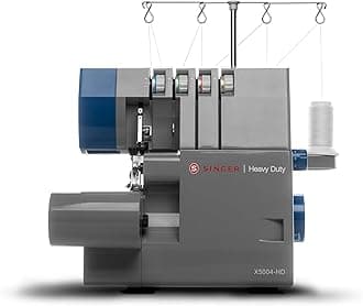 X5004-HD Metal Frame Serger & Overlock Machine | 2-3-4 Stitch Capability, 8 Built-In Stitches, 1300 Stitches per Minute, Adjustable Differential Feed & 2 LED Lights (Grey/Blue)