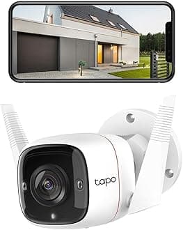 TP-Link 2K HD Security Camera Outdoor Wired, IP66 Weatherproof, Motion/Person Detection, Works with Alexa & Google Home, Built-in Siren w/Night Vision, Cloud/SD Card Storage, 2-Way Audio(C310)