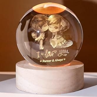 Love You Gift for Her Lovers 3D Crystal Ball Couple Gift Valentine's Gifts idea for Women 60mm Glass Romantic Gift for Wife Globe Decor I Love You Gifts Anniversary Christmas Birthday Gifts