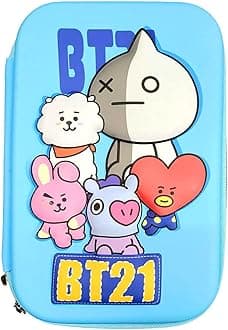 BTS, BT-21 Kpop Embossed Pencil Box Cute 3D Large Capacity Pencil Pouch Hardtop Case Pouch Organizer for Girls Boys Kids School Stationery Large Pouch for Kids for School Return Gift for Kids