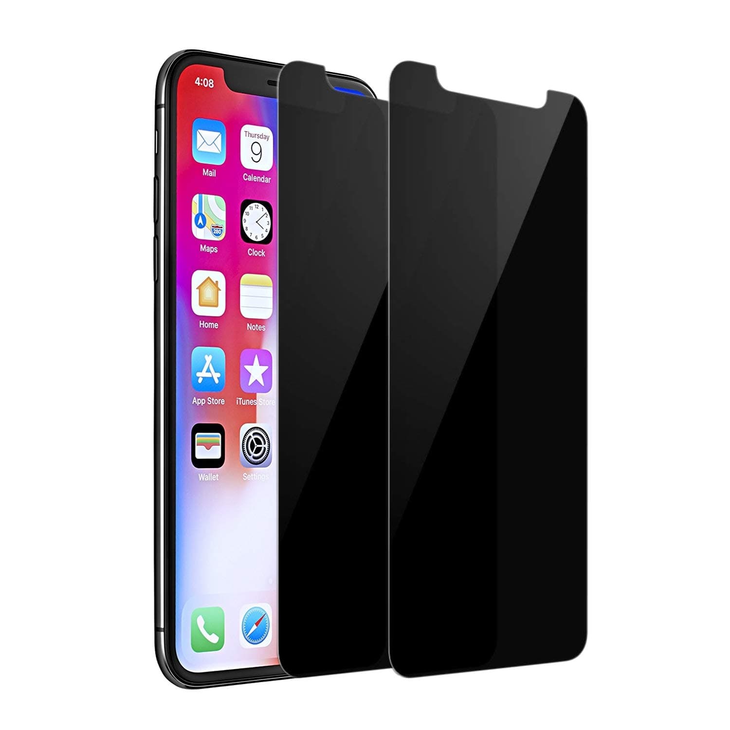 Privacy Screen Protector iPhone X，Entwth Case Friendly 3D Touch 9H Hardness Anti Spy/Scratch/Fingerprint Tempered Glass Film for iPhone X/10, Easy Install Bubble Free（Black，2 Packs）