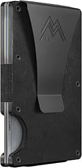 Mountain Voyage CoMinimalist Wallet for Men & Women - Slim RFID Wallet, Scratch Resistant, Credit Card Holder & Money Clip, Easily Removable Money & Cards, (Onyx Black Leather)