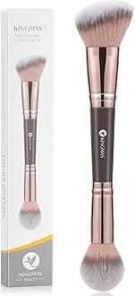 Foundation Makeup Brush, Double Ended Bronzer Brush Angled & Round Contour Brushes for Beauty Blending Liquid Powder, Concealer Cream Cosmetics Blush (Brown)