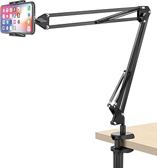 Cell Phone Holder, Universal Phone Stand Clip Lazy Bracket Flexible Articulating Arm Phone Mount Compatible with iPhone 15 14 13 12 11 Pro Xs Max XR X 8 7 6, Samsung