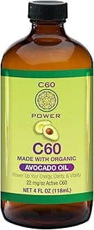 C60 Power C60 in Organic Avocado Oil - Natural Wellness & Antioxidant Support for Men & Women, 99.99% Pure Carbon Fullerenes, Promotes Energy, Mental Clarity, & Stamina - 4 fl oz Bottle