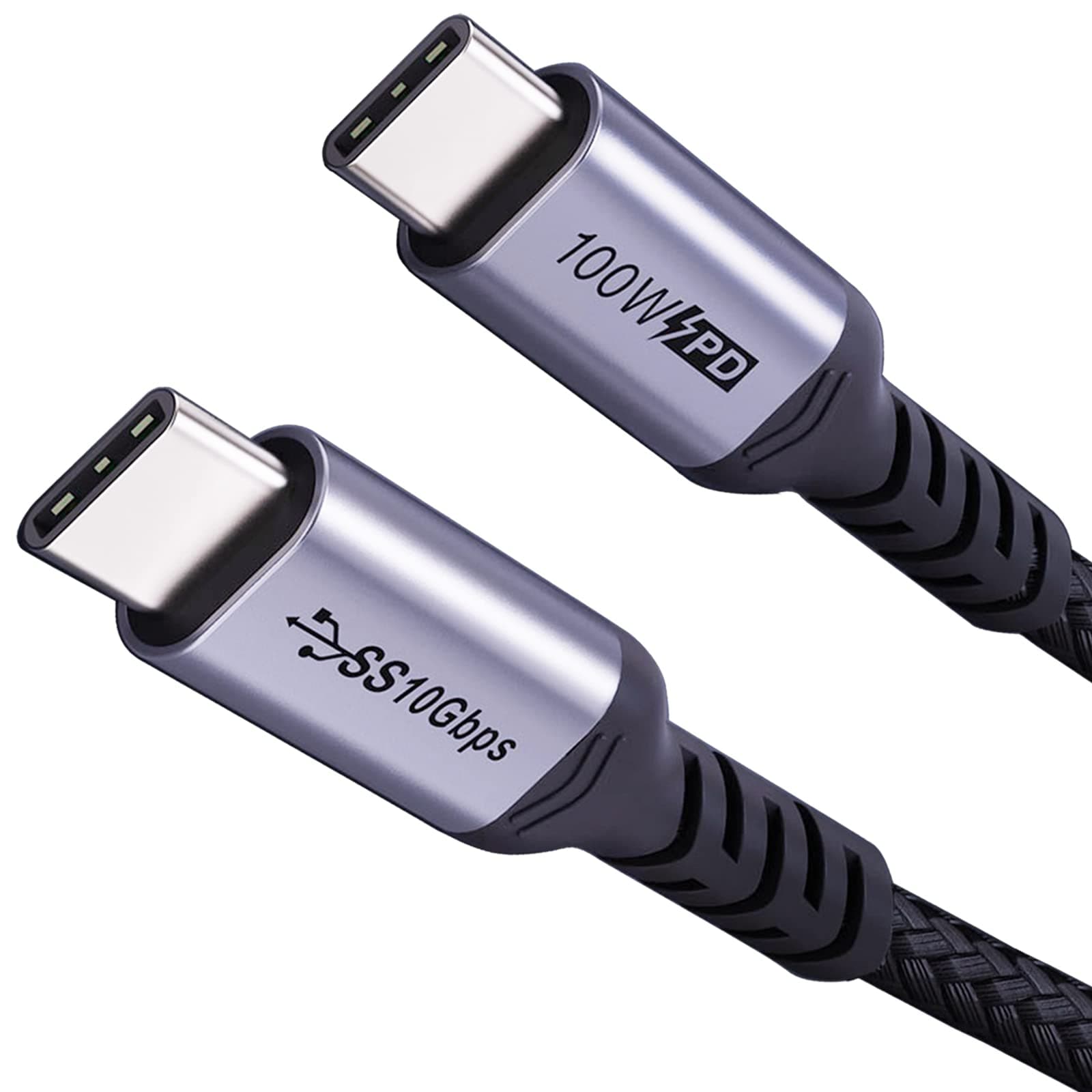 Short USB C to USB C Cable (1.5ft 2 packs), 3.1 Gen 2 10Gbps 100W 4K USB C Video High Speed Data Transfer Fast Charging Cord Compatibile with Samsung Galaxy T5 LaCie SSD, MacBook, Display Monitor