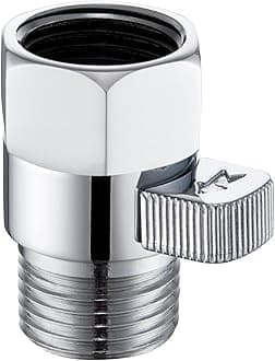 Shower Head Shut Off Valve, Angle Simple Brass Water Flow Control Valve, Water Volume Restrictor Pressure Reducer for Handheld Shower Bidet Sprayer, Chrome