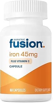 Iron Supplement 45mg with Vitamin C | 1 Per Day | Vitamins for Women and Men | Gluten, Dairy and Soy Free | Non-GMO | 60 Count
