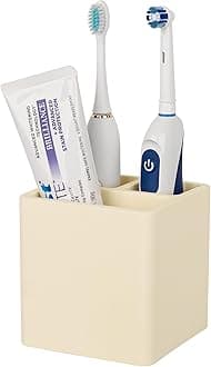 Diatomite Toothbrush Holders for Bathrooms, Electric Toothbrush and Toothpaste Holder 3 Slots Tooth Brush Organizer for Bathroom Countertop, Shower, Vanity - Yellow