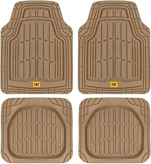 ToughRide™ Heavy-Duty 3 Piece Rubber All Season Floor Mats for Car Truck Van SUV, Black - Premium Trim to Fit Cars Floor Mat, All Weather Deep Dish Automotive Floor Mats, Total Dirt Protection