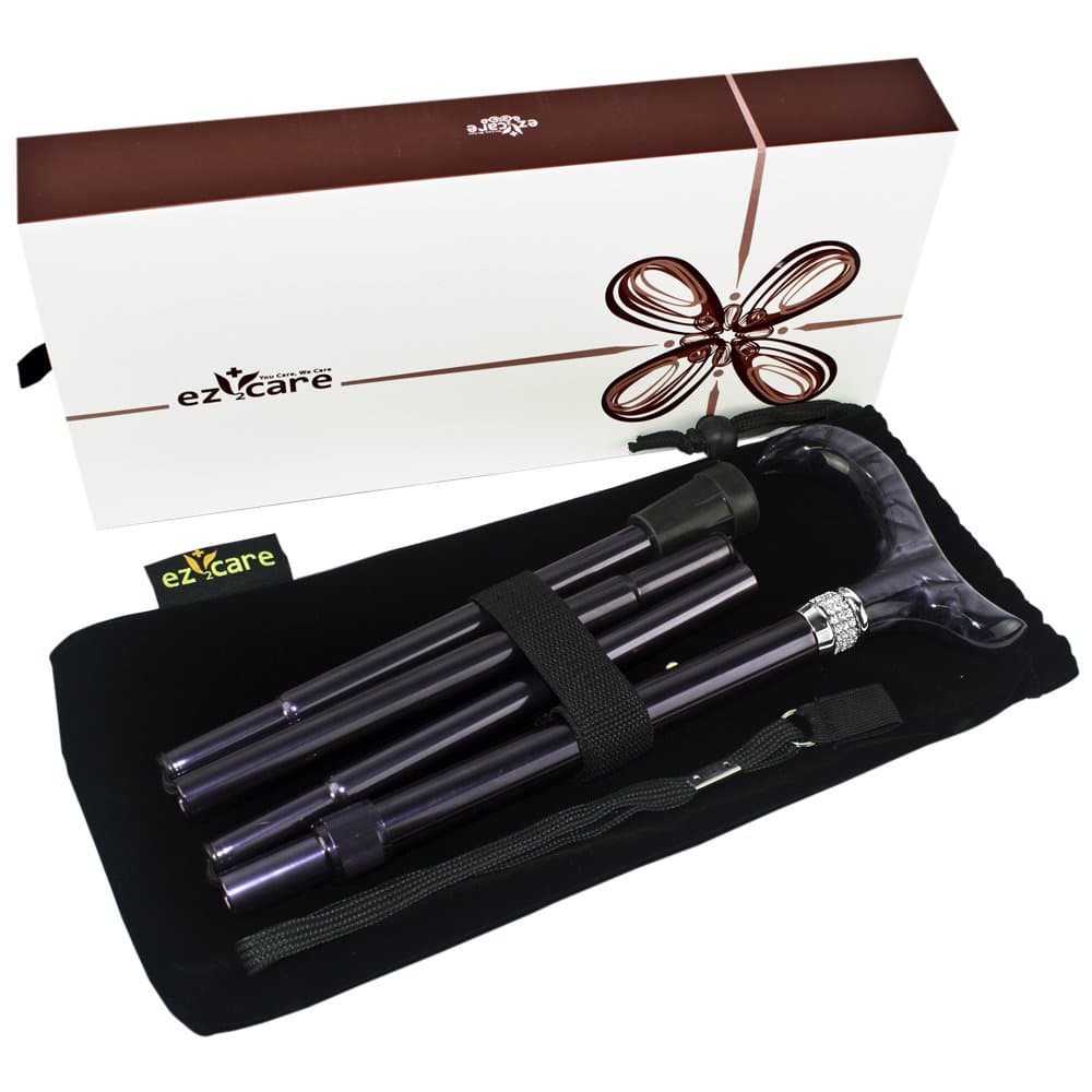 Luxury Adjustable Folding Cane with Carrying Case, Mulberry