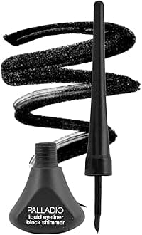 Liquid Eyeliner, Black Shimmer, Highly Pigmented, Waterproof, Smear-Proof, Includes Easy G Wand Applicator