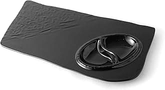 Melamine Designer Slate Platter for Paneer Tikka, SOYA Chap, Non Veg Serving Plate, Set of 4, Black