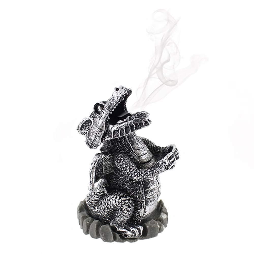 GiftbritSilver Dragon Incense Cone Burner, Incense Cone Holder