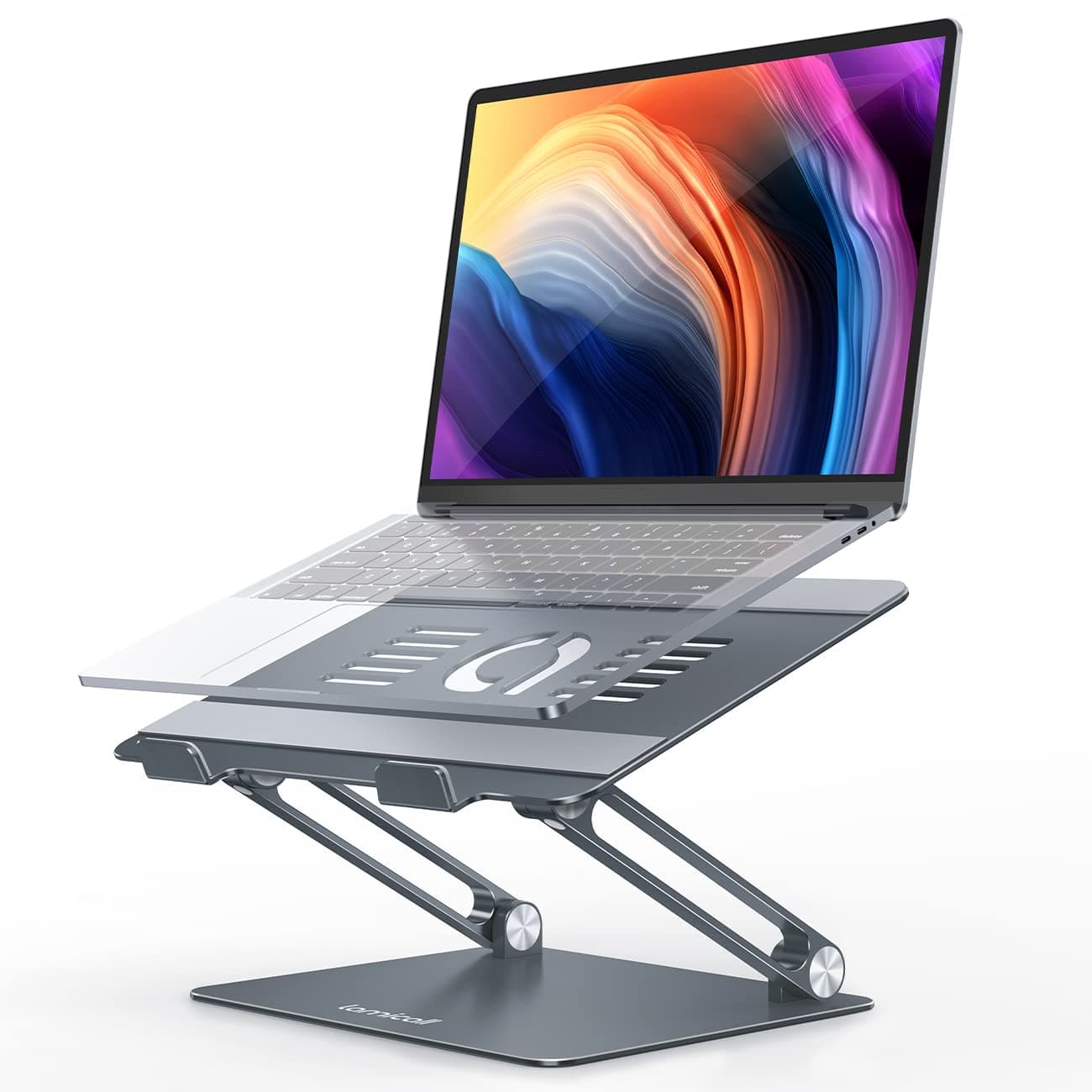 Lamicall Laptop Stand Riser Portable - Foldable Height Adjustable Ergonomic Computer Notebook Stand Holder Lift for Desk, Compatible with MacBook Air Pro, Dell XPS, HP (10-17'') - Gray