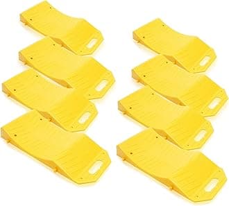 ZONETECH Tire Saver Ramps - Premium Quality Anti- Slip Design Portable Highly Visible Yellow Wheel Rest Vehicle Storage-Flat Spot and Flat Prevention (8 Pack)