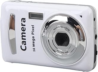 Digital Camera, FHD 1080P 16MP Vlogging Camera with 2.4 Inch HD Screen, 16X Digital Zoom, Anti Shake, Auto Focus, Compact Digital Point and Shoot Camera for Kids, Beginner (White)