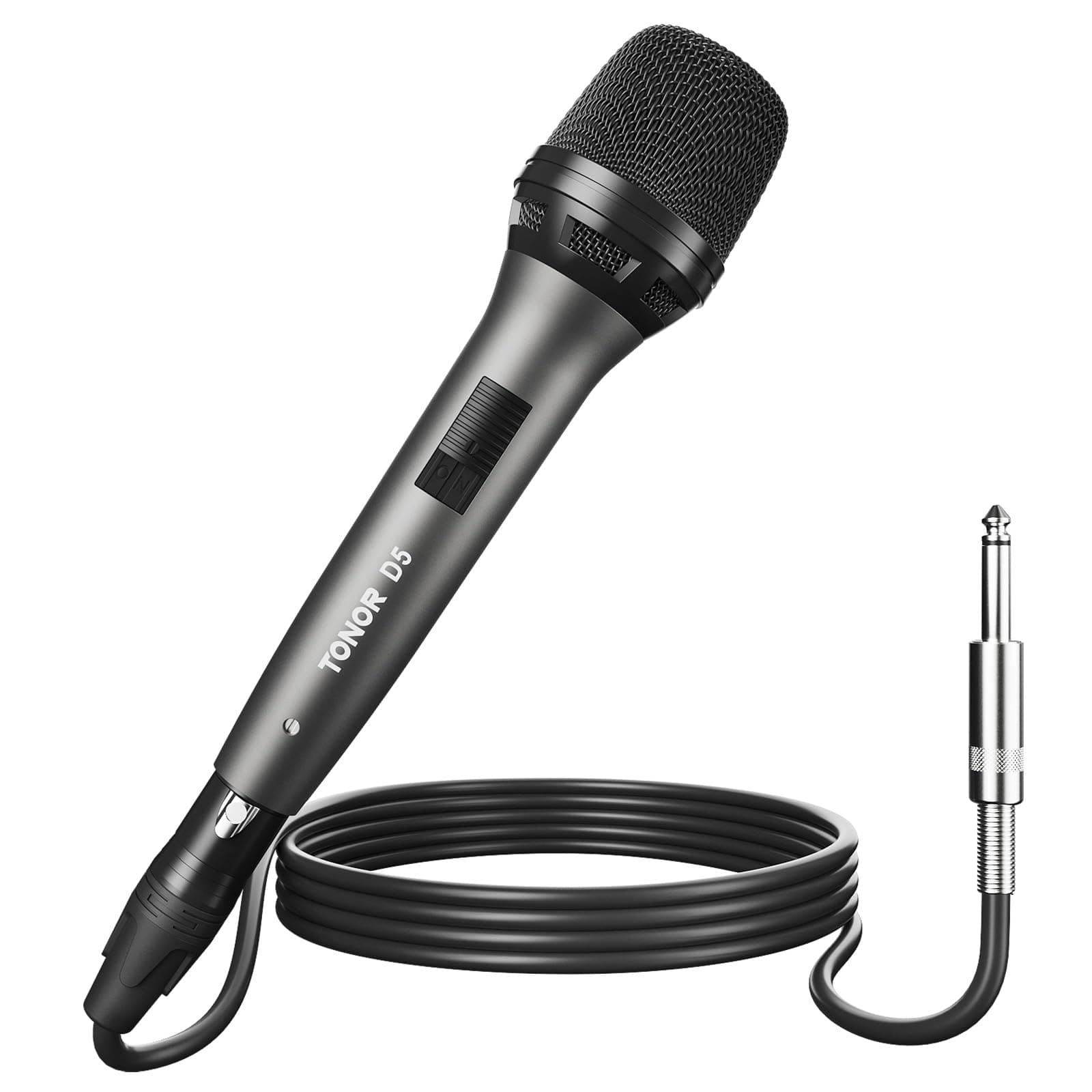 Professional Vocal Microphone for Singing, Dynamic Handheld Wired Karaoke Mic, Cardioid Studio Microfono with 450 cm/157inch XLR to 1/4" Cable, for Speakers/Mixer Machine/Amp/Speech/Karaoke, D5