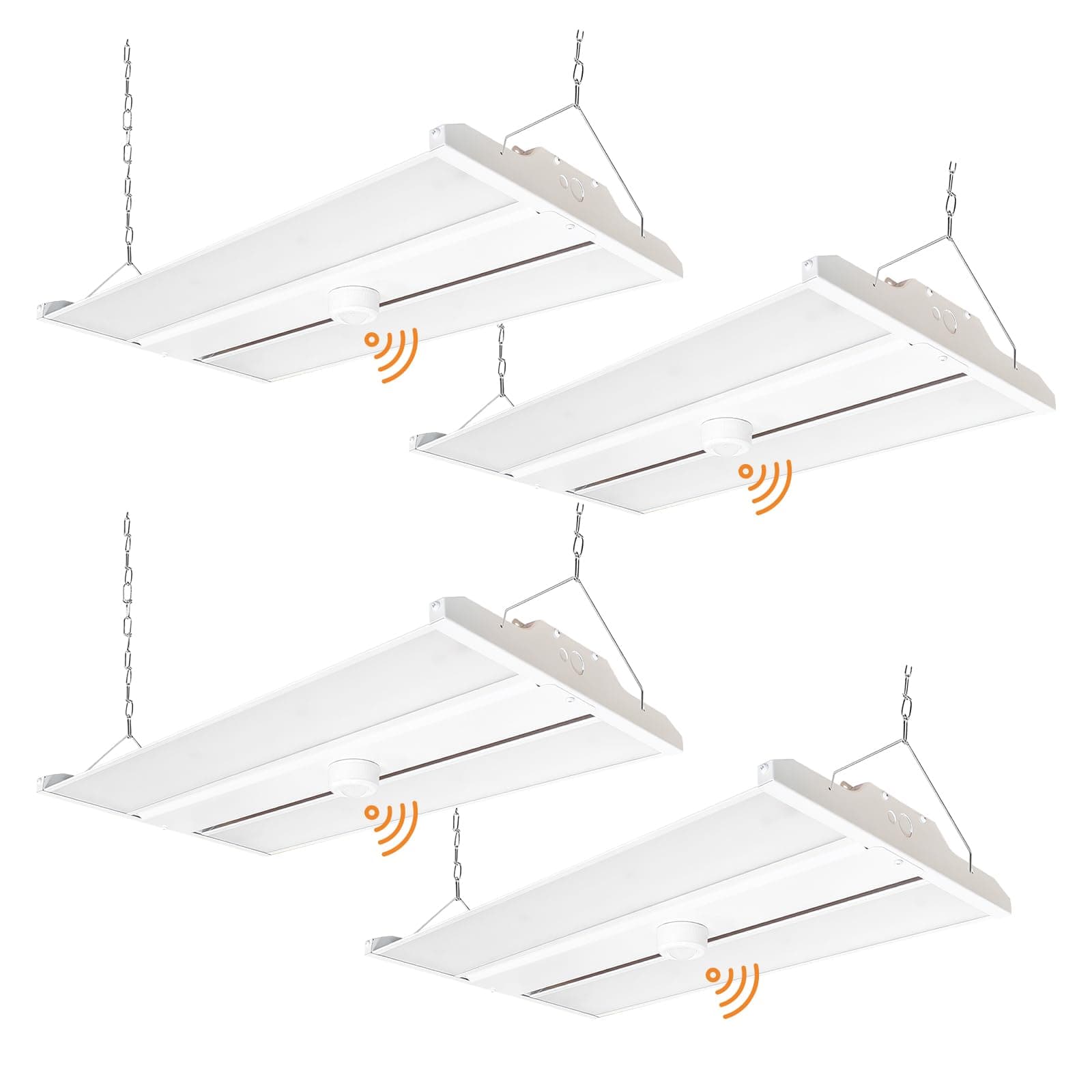 2FT LED Linear High Bay Shop Light with Motion Sensor, 210W High Bay Work Light Fixture, 28350LM, 120-277V, 5000K Daylight Linear Hanging Lighting for Garage, Warehouse, UL Listed - 4PK