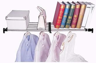 Hershii Expandable Closet Shelf Rod Adjustable Metal Storage Rack