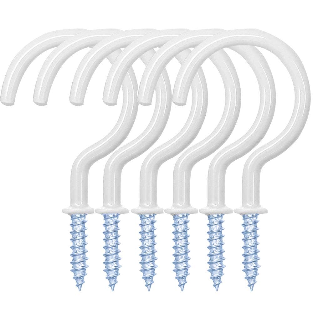 WaterLuu 20 Pack 2.9 Inch Ceiling Hooks,Plant Hooks, Vinyl Coated Screw-in Wall Hooks, Plant Hooks, Kitchen Hooks, Cup Hooks Great for Indoor & Outdoor Use(White ( 20 Pack))