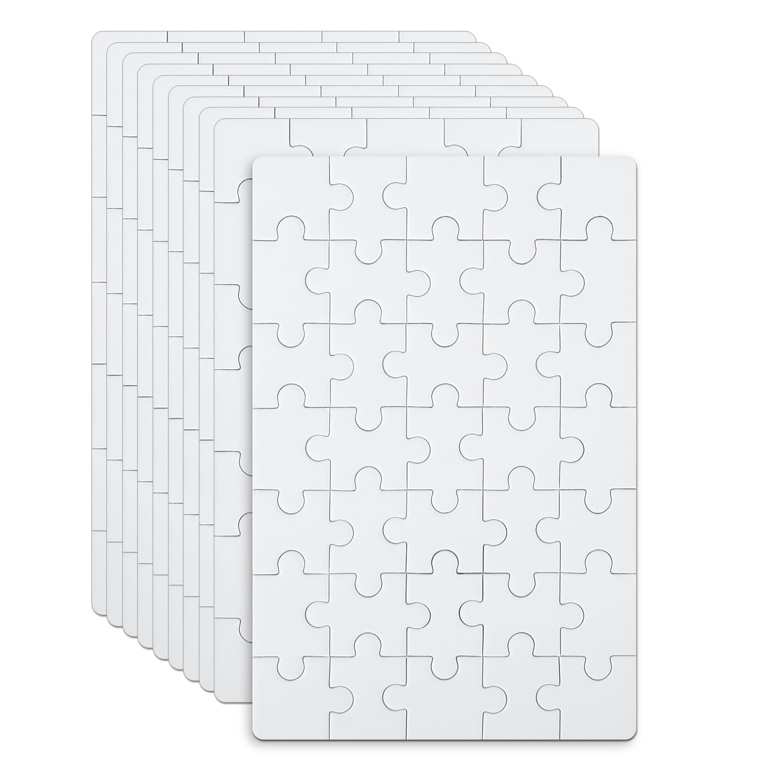 10 Sheet Blank Puzzles to Draw Write On, 3.9x5.9in, 35 Pieces a Sheet, White Jigsaw DIY Puzzle Kit Paintable Writable Heat Transfer for Brain Game