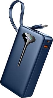 Power Bank, Fast Charging 22.5W Portable Charger 10000mAh, Small Battery Pack USB-C In & Out, Lightweight Powerbank with Built in Cable for iPhone 16/15/14/13/12, Samsung Galaxy, Xiaomi, Android etc