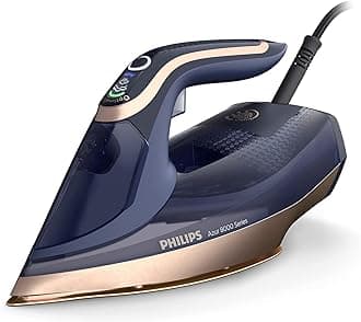 Versuni Philips Azur 8000 Series Steam Iron - 85 g/min of Continuous Steam, 260g Turbo Steam Boost, 3000 W, OptimalTEMP Technology, SteamGlide Elite Soleplate, Dark Blue (DST8050/26)