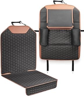 Owleys Set Seat Back Organizer & Car Seat Protector Hexy Waterproof & Non-Slip Protector for Child Car Cushion for Leather and Fabric Seats