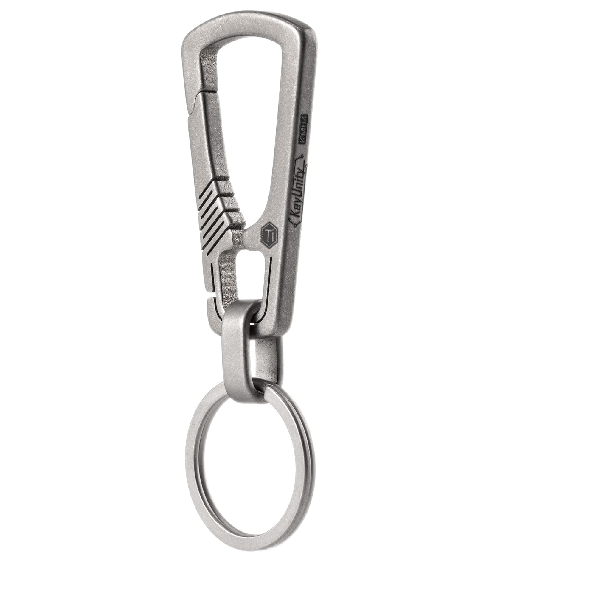KeyUnity KM04 Titanium Carabiner Keychain Clip, Quick Release EDC Key Holder Organizer with Key Ring (Sandblasted)