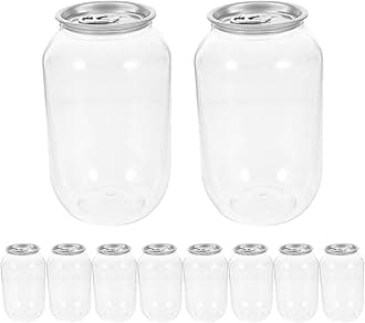 10pcs Plastic Juice Bottles Clear Empty Beverage Soda Bottle Canning Jars Disposable Water Bottles Drink Containers for Juice Coffee Milk Smoothie Homemade Beverages