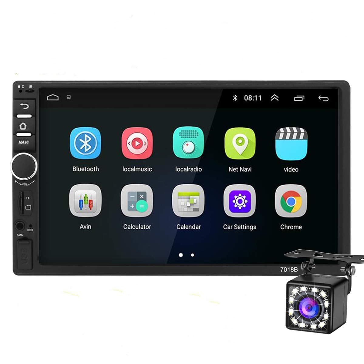Double Din Car Stereo Android GPS Navigation,7 inch Car Multimedia Player Bluetooth SD USB AUX Input,Car Audio FM Radio,WiFi,Phone Mirror Link, Rear Camera,Support Steering Wheel Control