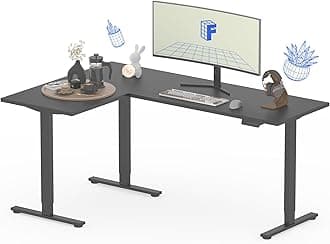 L-Shaped Standing Desk 180x120cm, Electric Height Adjustable Corner Stand up Desk, Sit Stand Computer Workstation with 4 Memory Controls, Left or Right Setup, Black